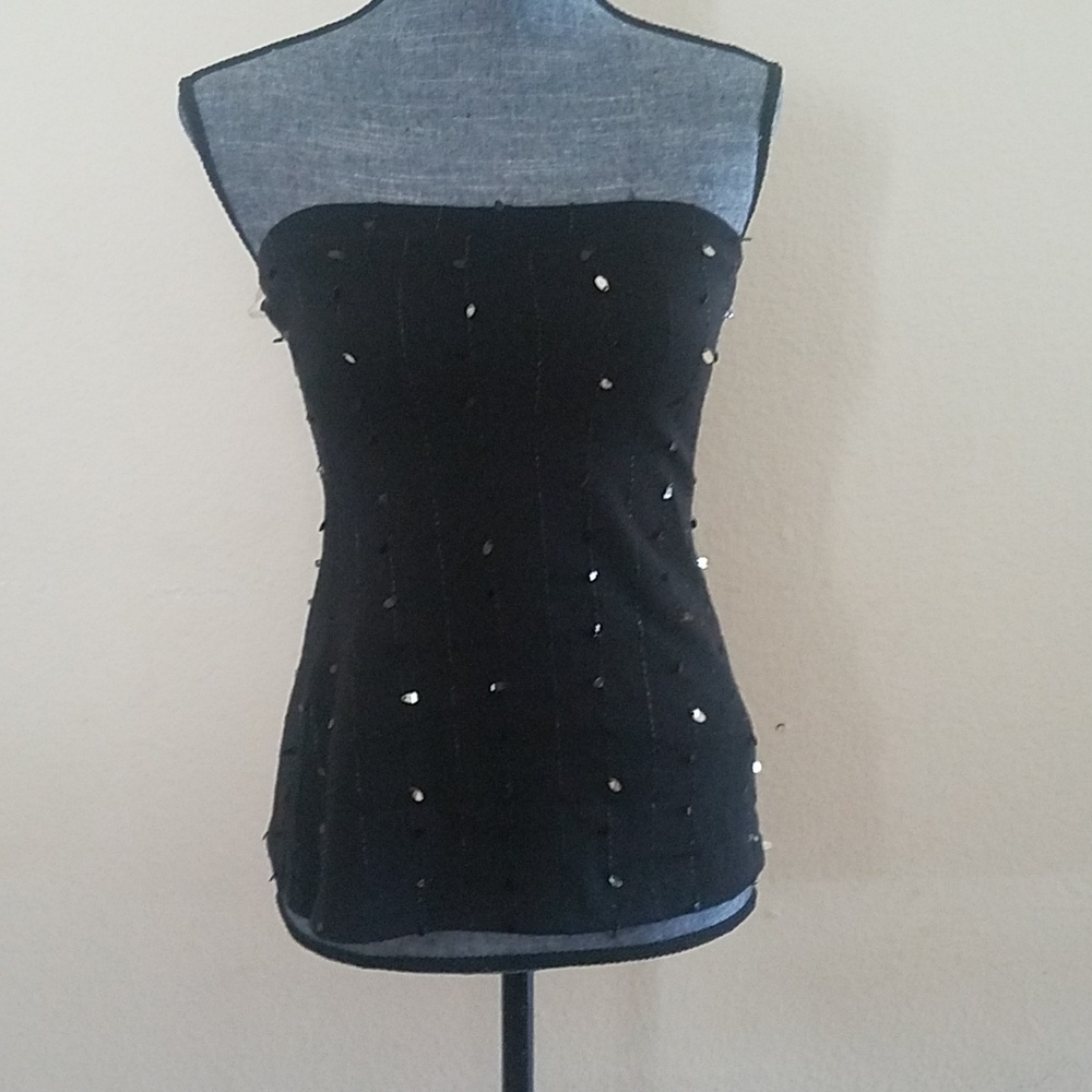 Off-the-shoulder sequin knit top